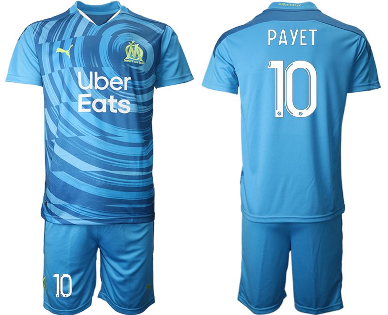 Men 2020-2021 club Olympique de Marseille away #10 blue Soccer Jerseys->marseille jersey->Soccer Club Jersey